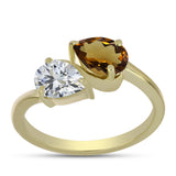 Inel din Argint 925 Placat cu Aur ( 2.26 grame ) cu Cuarț Coniac și Topaz Alb 1.46 Carate