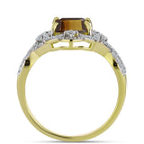 Inel din Argint 925 Placat cu Aur ( 3.54 grame ) cu Cuarț Coniac și Topaz Alb 3.29 Carate