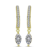 Cercei din Argint 925 Placat cu Aur ( 2.96 grame ) cu Diamant Certificat cultivat în laborator și Topaz Alb 1.12 Carate