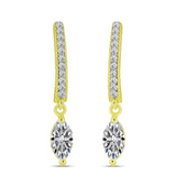 Cercei din Argint 925 Placat cu Aur ( 2.96 grame ) cu Diamant Certificat cultivat în laborator și Topaz Alb 1.12 Carate