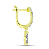 Cercei din Argint 925 Placat cu Aur ( 2.96 grame ) cu Diamant Certificat cultivat în laborator și Topaz Alb 1.12 Carate
