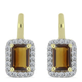 Cercei din Argint 925 Placat cu Aur ( 3.25 grame ) cu Cuarț Coniac și Topaz Alb 1.26 Carate