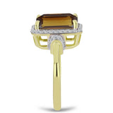 Inel din Argint 925 Placat cu Aur ( 3.72 grame ) cu Cuarț Coniac și Topaz Alb 5.63 Carate