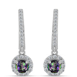 Cercei din Argint 925 ( 3.48 grame ) cu Cuarț Mistic Verde Brazilian și Topaz Alb 1.55 Carate