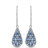 Cercei din Argint 925 ( 2.38 grame ) cu Moissanite Albastru Oceanic 1.16 Carate