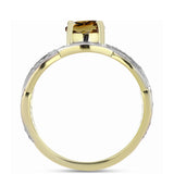 Inel din Argint 925 Placat cu Aur ( 3.34 grame ) cu Cuarț Coniac și Topaz Alb 1.41 Carate