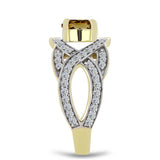 Inel din Argint 925 Placat cu Aur ( 3.34 grame ) cu Cuarț Coniac și Topaz Alb 1.41 Carate