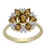 Inel din Argint 925 Placat cu Aur ( 3.01 grame ) cu Cuarț Coniac și Topaz Alb 1.63 Carate