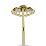 Inel din Argint 925 Placat cu Aur ( 3.01 grame ) cu Cuarț Coniac și Topaz Alb 1.63 Carate