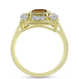 Inel din Argint 925 Placat cu Aur ( 4.05 grame ) cu Cuarț Coniac și Topaz Alb 1.91 Carate