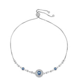 Brățară din Argint 925 ( 4.24 grame ) cu Moissanite Albastru Oceanic și Topaz Alb 1.09 Carate