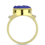 Inel din Argint 925 Placat cu Aur ( 5.61 grame ) cu Drusă Violet și Topaz Alb 6.97 Carate
