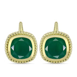 Cercei din Argint 925 Placat cu Aur ( 6.47 grame ) cu Agat Verde 5.97 Carate