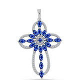 Cruce Pandantiv din Argint 925 ( 3.88 grame ) cu Safir Albastru Australian și Topaz Alb 4.25 Carate