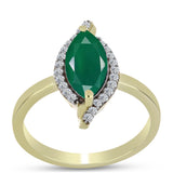 Inel din Argint 925 Placat cu Aur ( 2.83 grame ) cu Agat Verde și Topaz Alb 1.66 Carate