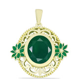 Pandantiv din Argint 925 Placat cu Aur ( 4.19 grame ) cu Agat Verde 4.02 Carate