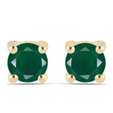 Cercei din Argint 925 Placat cu Aur ( 1.4 grame ) cu Agat Verde 0.87 Carate