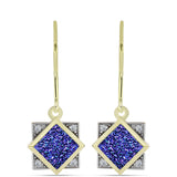 Cercei din Argint 925 Placat cu Aur ( 3.65 grame ) cu Drusă Violet și Topaz Alb 2.66 Carate