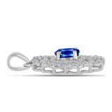 Pandantiv din Argint 925 ( 2.47 grame ) cu Safir Albastru Australian și Topaz Alb 1.92 Carate