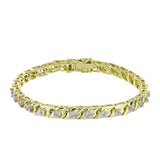 Brățară din Argint 925 Placat cu Aur ( 17.63 grame ) cu Diamant Alb și Topaz Alb 2.03 Carate