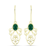 Cercei din Argint 925 Placat cu Aur ( 3.1 grame ) cu Agat Verde 1.31 Carate