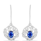 Cercei din Argint 925 ( 3.99 grame ) cu Safir Albastru Australian și Topaz Alb 1.3 Carate