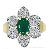 Inel din Argint 925 Placat cu Aur ( 4.65 grame ) cu Agat Verde și Topaz Alb 2.03 Carate