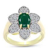 Inel din Argint 925 Placat cu Aur ( 4.65 grame ) cu Agat Verde și Topaz Alb 2.03 Carate