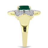 Inel din Argint 925 Placat cu Aur ( 4.65 grame ) cu Agat Verde și Topaz Alb 2.03 Carate