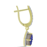 Cercei din Argint 925 Placat cu Aur ( 3.45 grame ) cu Drusă Violet și Topaz Alb 3.86 Carate