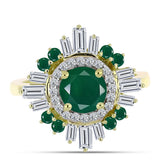 Inel din Argint 925 Placat cu Aur ( 3.24 grame ) cu Agat Verde și Zircon Alb 2.72 Carate
