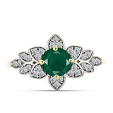 Inel din Argint 925 Placat cu Aur ( 2.69 grame ) cu Agat Verde și Topaz Alb 1.01 Carate