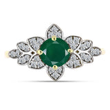 Inel din Argint 925 Placat cu Aur ( 2.69 grame ) cu Agat Verde și Topaz Alb 1.01 Carate