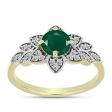Inel din Argint 925 Placat cu Aur ( 2.69 grame ) cu Agat Verde și Topaz Alb 1.01 Carate