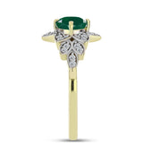 Inel din Argint 925 Placat cu Aur ( 2.69 grame ) cu Agat Verde și Topaz Alb 1.01 Carate