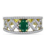 Inel din Argint 925 Placat cu Aur ( 4.6 grame ) cu Agat Verde și Topaz Alb 1.48 Carate