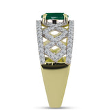 Inel din Argint 925 Placat cu Aur ( 4.6 grame ) cu Agat Verde și Topaz Alb 1.48 Carate