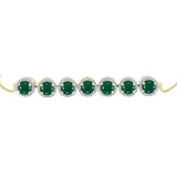 Brățară din Argint 925 Placat cu Aur ( 6.99 grame ) cu Agat Verde și Topaz Alb 3.8 Carate