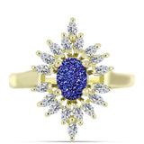 Inel din Argint 925 Placat cu Aur ( 3.43 grame ) cu Drusă Violet și Zircon Alb 1.79 Carate