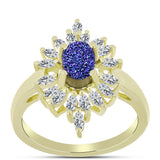 Inel din Argint 925 Placat cu Aur ( 3.43 grame ) cu Drusă Violet și Zircon Alb 1.79 Carate