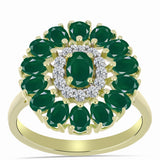 Inel din Argint 925 Placat cu Aur ( 3.89 grame ) cu Agat Verde 2.58 Carate