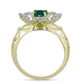 Inel din Argint 925 Placat cu Aur ( 4.26 grame ) cu Agat Verde și Topaz Alb 1.2 Carate
