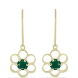 Cercei din Argint 925 Placat cu Aur ( 2.38 grame ) cu Agat Verde 0.86 Carate
