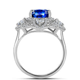 Inel din Argint 925 ( 3.65 grame ) cu Safir Albastru Australian și Topaz Alb 4.18 Carate