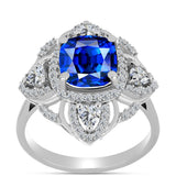 Inel din Argint 925 ( 3.65 grame ) cu Safir Albastru Australian și Topaz Alb 4.18 Carate