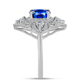 Inel din Argint 925 ( 3.65 grame ) cu Safir Albastru Australian și Topaz Alb 4.18 Carate