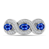 Inel din Argint 925 ( 3.46 grame ) cu Safir Albastru Australian și Topaz Alb 1.28 Carate