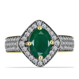 Inel din Argint 925 Placat cu Aur ( 3.59 grame ) cu Agat Verde și Topaz Alb 1.86 Carate