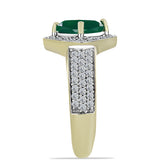 Inel din Argint 925 Placat cu Aur ( 3.59 grame ) cu Agat Verde și Topaz Alb 1.86 Carate