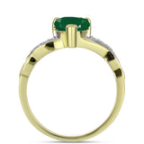 Inel din Argint 925 Placat cu Aur ( 2.32 grame ) cu Agat Verde și Topaz Alb 1.58 Carate